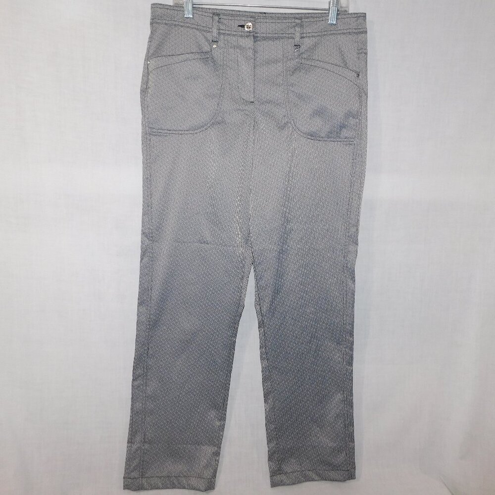 NVO by Lanctot Womens 10 Silver Black Patternered Golf Pants